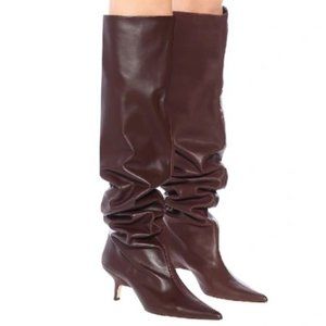 Rejina Pyo Ashley Brown Leather Over the knee Boots BNIB